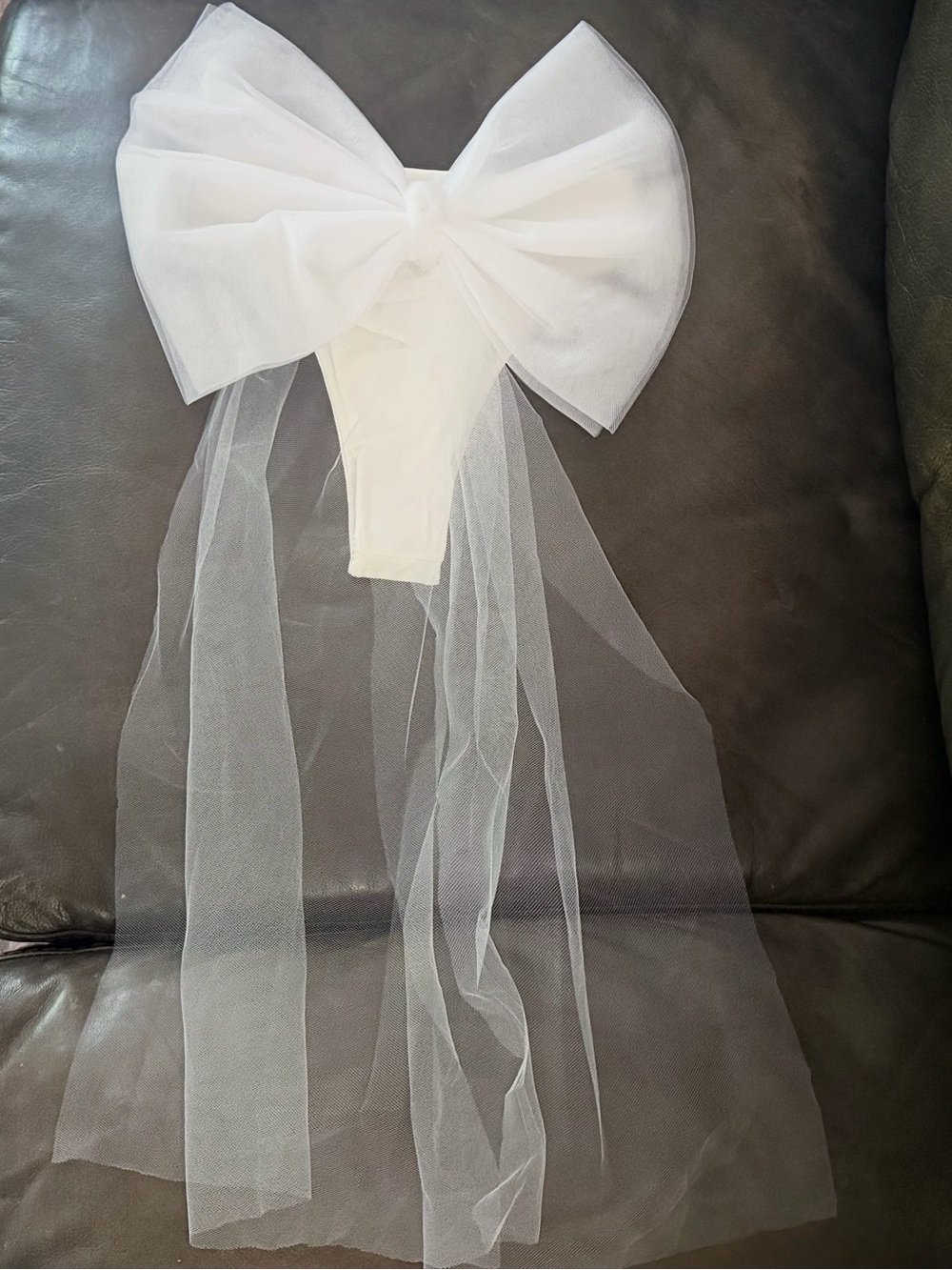 Bridal Swim White Tulle Bow Veil Accent Bottoms - Picture 2 of 4